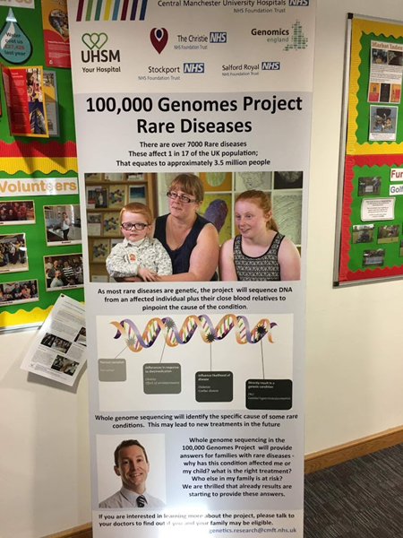 An information banner about the 100,000 genome project and rare diseases