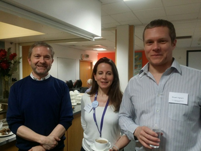 Manchester eye genetics team representatives Graeme Black, Georgina Hall, and Stuart Ingram at NIHR Rare Eye Disease Day 2017